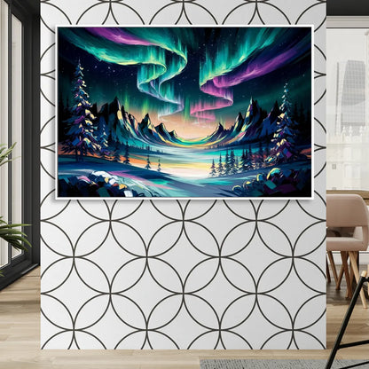 Aurora Vibrant Skies Sitting Room - White Canvas Wall Art