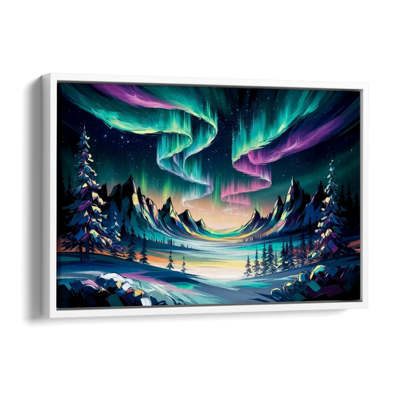 Aurora Vibrant Skies Side - White Canvas Wall Art