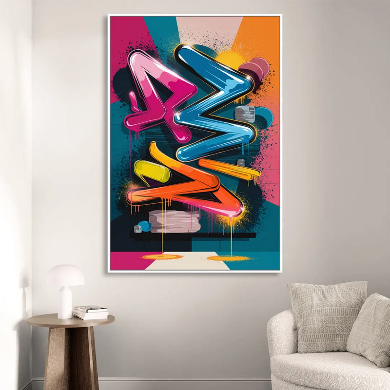 Austin Artistic Graffiti Living Room - White Canvas Wall Art