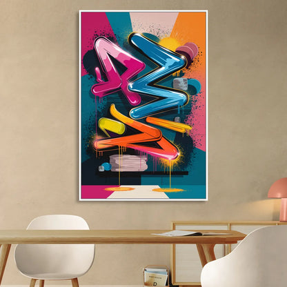 Austin Artistic Graffiti Sitting Room - White Canvas Wall Art