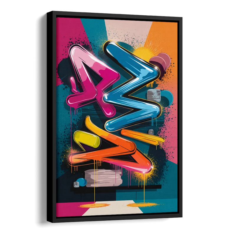 Austin Artistic Graffiti Side - Black Canvas Wall Art