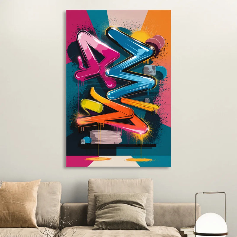 Austin Artistic Graffiti Living Room - Canvas Wall Art