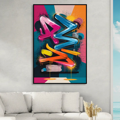 Austin Artistic Graffiti Sitting Room - Black Canvas Wall Art