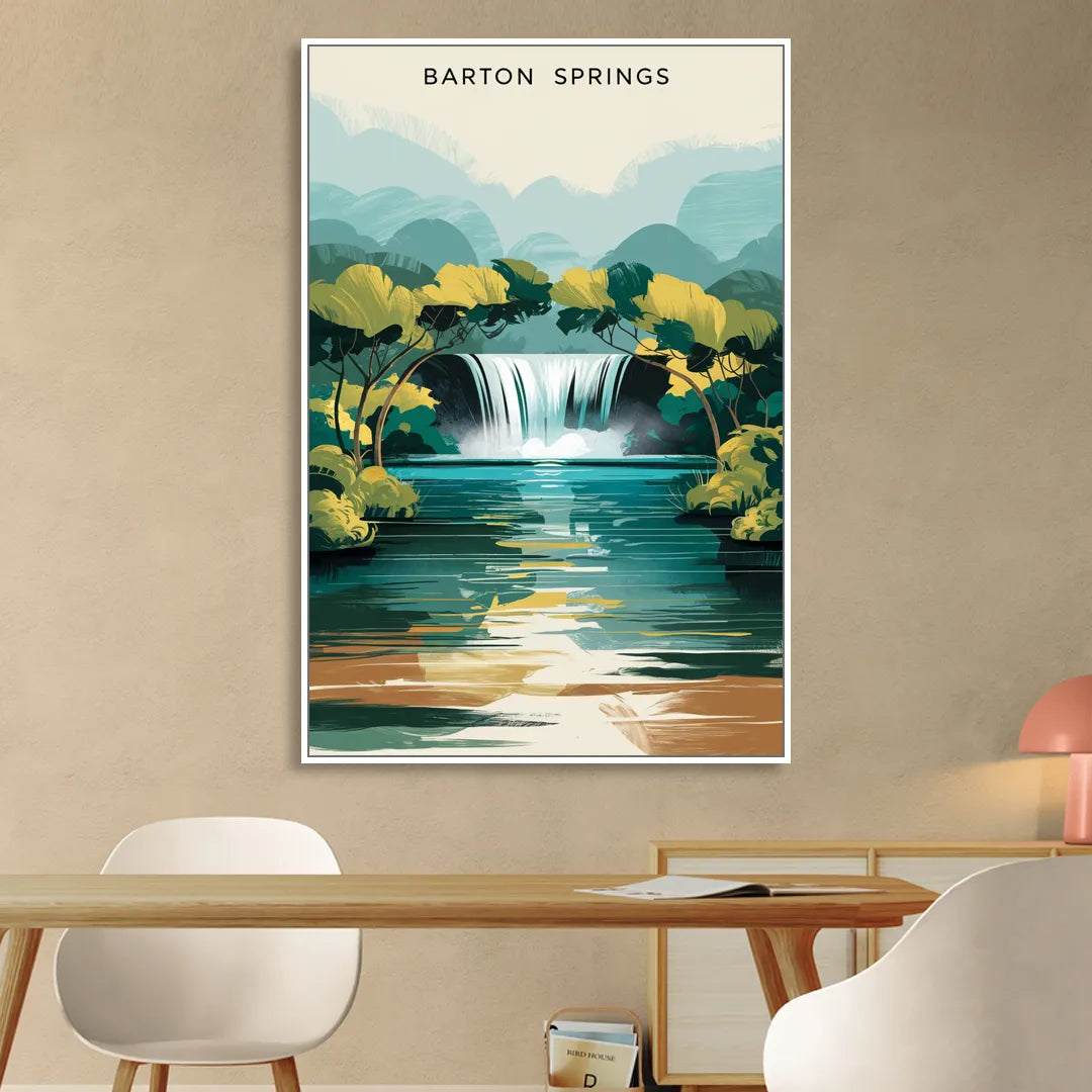 Austin Barton Springs Serenity Living Room - White Canvas Wall Art