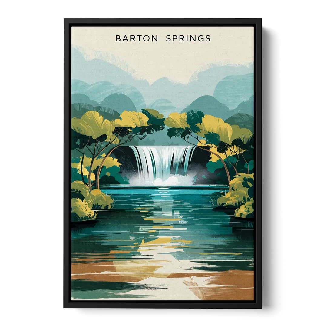 Austin Barton Springs Serenity Front - Black Canvas Wall Art