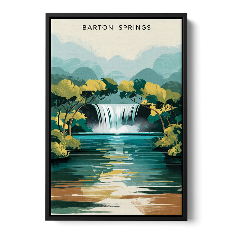 Austin Barton Springs Serenity Front - Black Canvas Wall Art