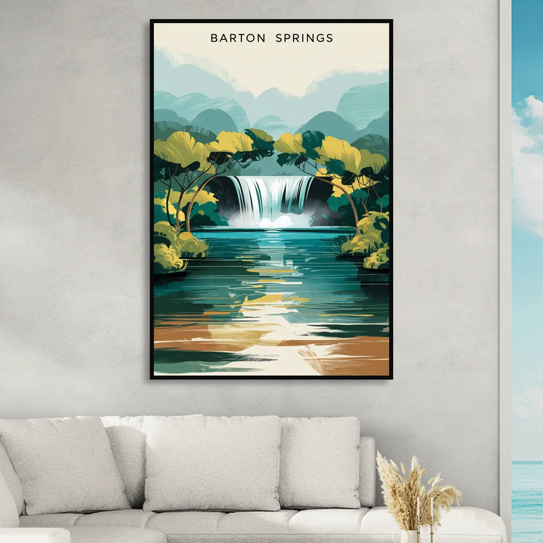 Austin Barton Springs Serenity Living Room - Black Canvas Wall Art