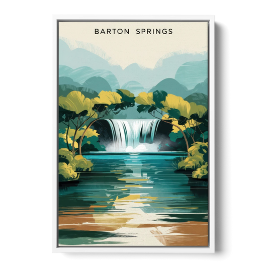 Austin Barton Springs Serenity - White Framed Canvas Wall Art - Front