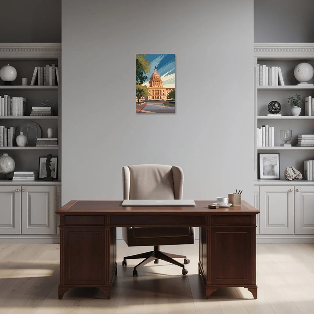 Austin Capitol Building Charm - Canvas Wall Art - Office - 16x24