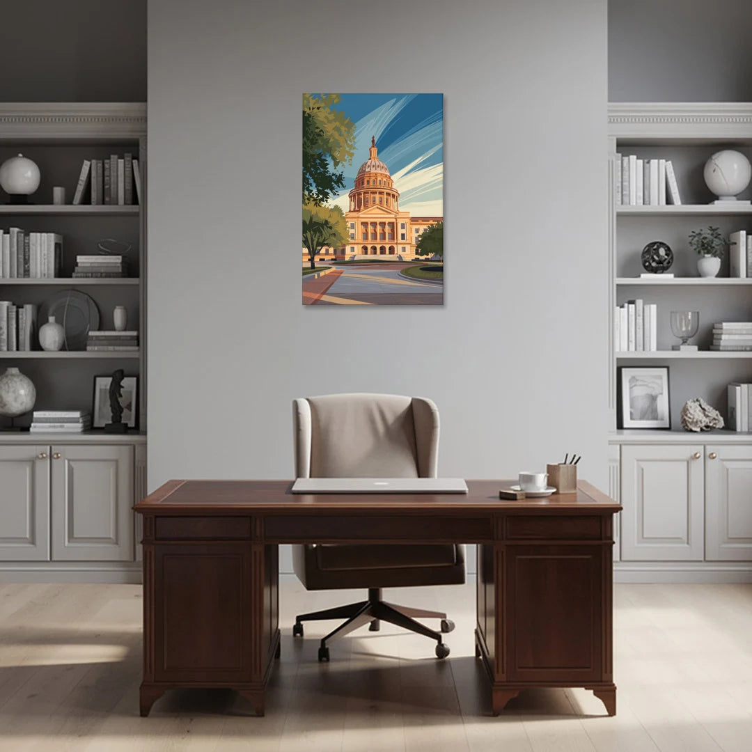 Austin Capitol Building Charm - Canvas Wall Art - Office - 24x36