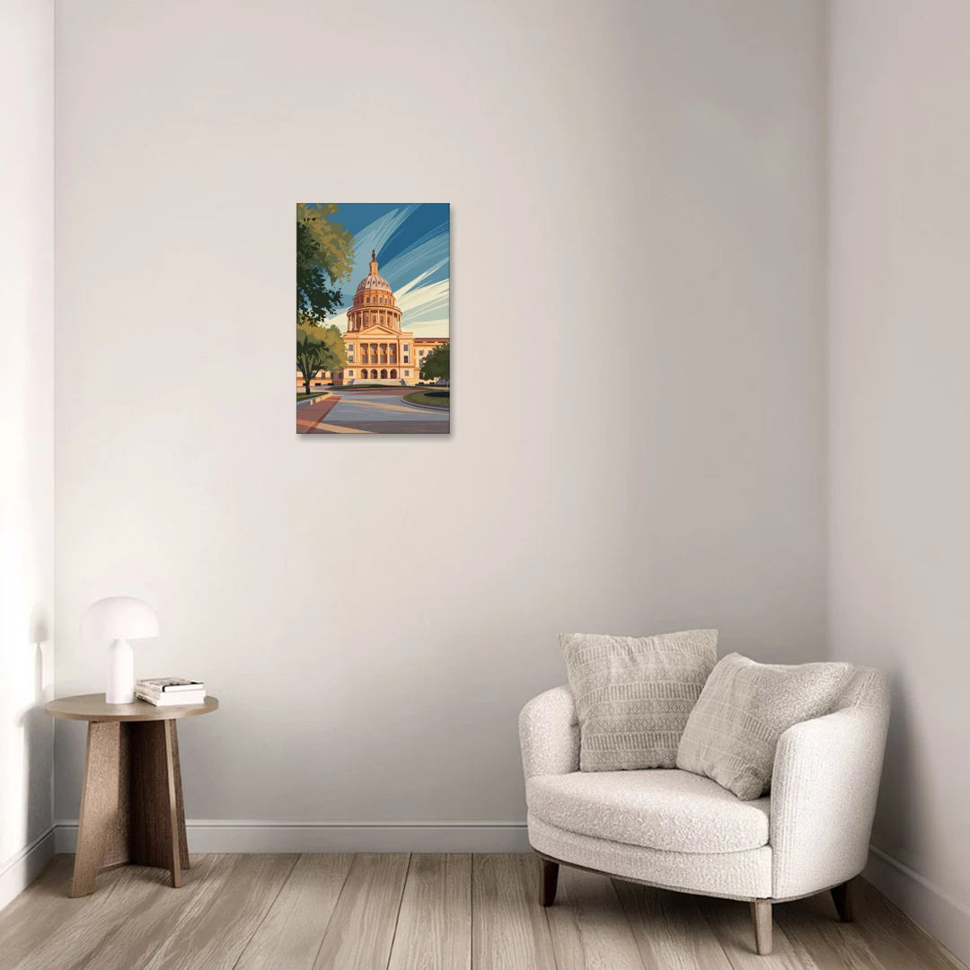 Austin Capitol Building Charm - Canvas Wall Art - Sofa - 16x24