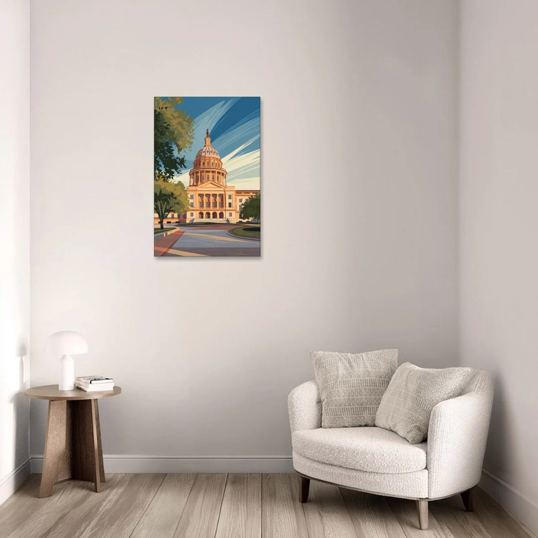 Austin Capitol Building Charm - Canvas Wall Art - Sofa - 20x30
