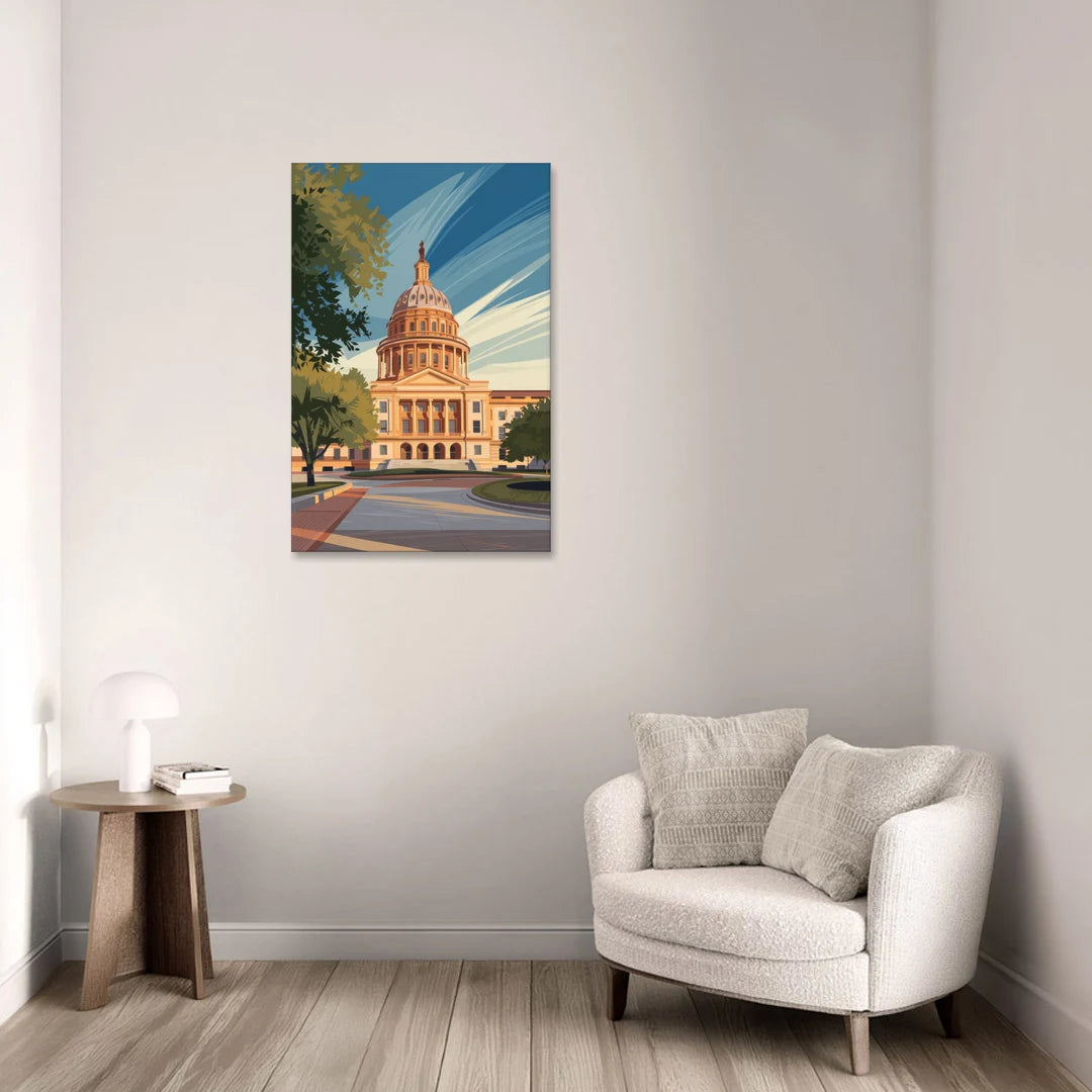 Austin Capitol Building Charm - Canvas Wall Art - Sofa - 24x36