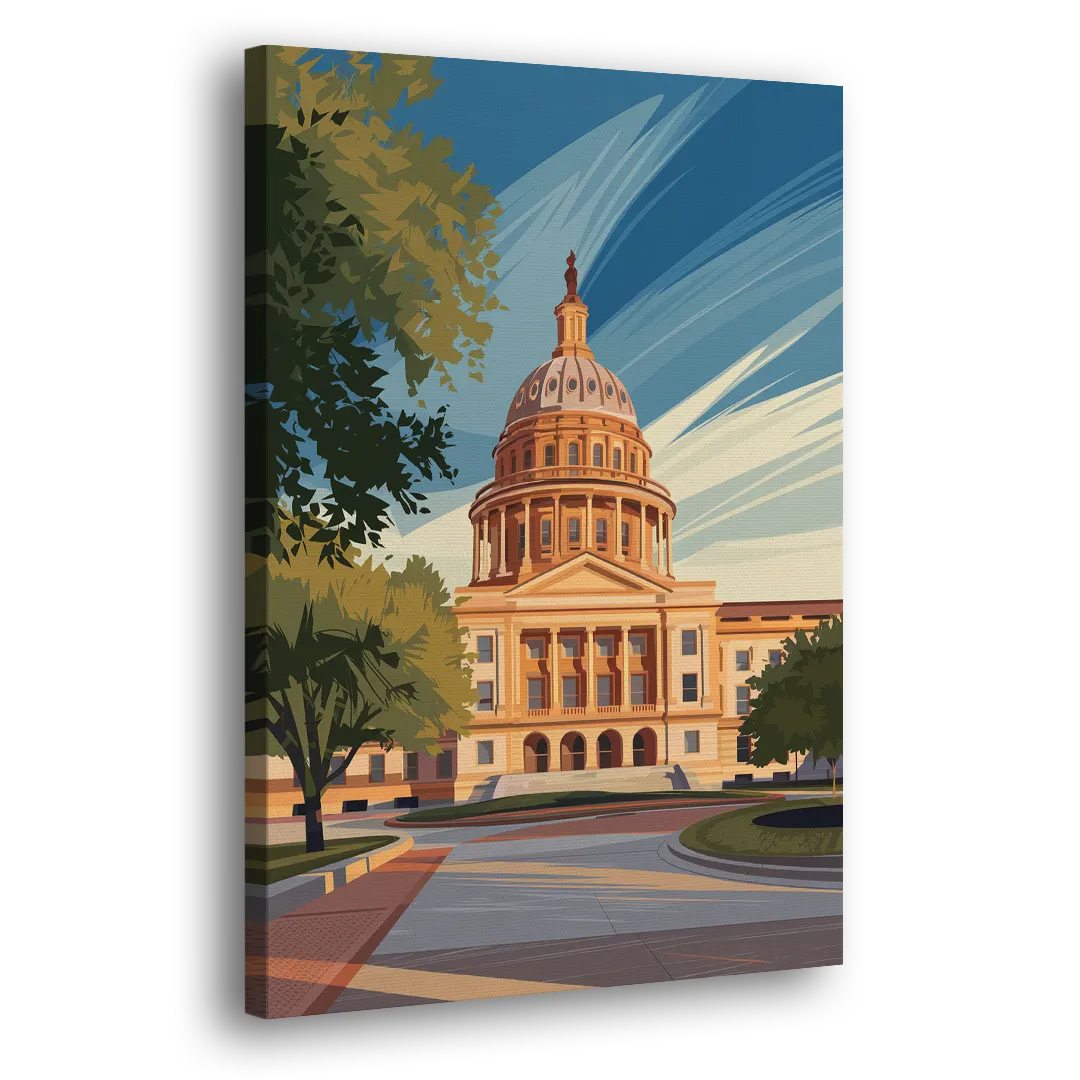 Austin Capitol Building Charm Side - Canvas Wall Art