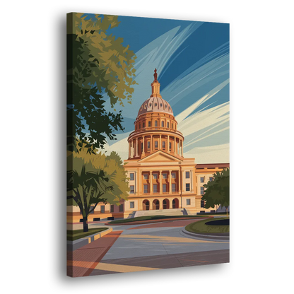 Austin Capitol Building Charm Side - Canvas Wall Art