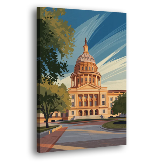 Austin Capitol Building Charm Side - Canvas Wall Art
