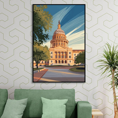 Austin Capitol Building Charm Sitting Room - Black Canvas Wall Art