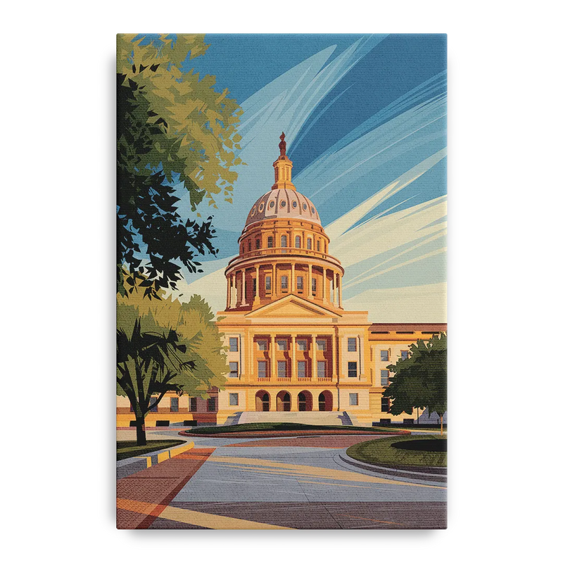 Austin Capitol Building Charm Front - Canvas Wall Art