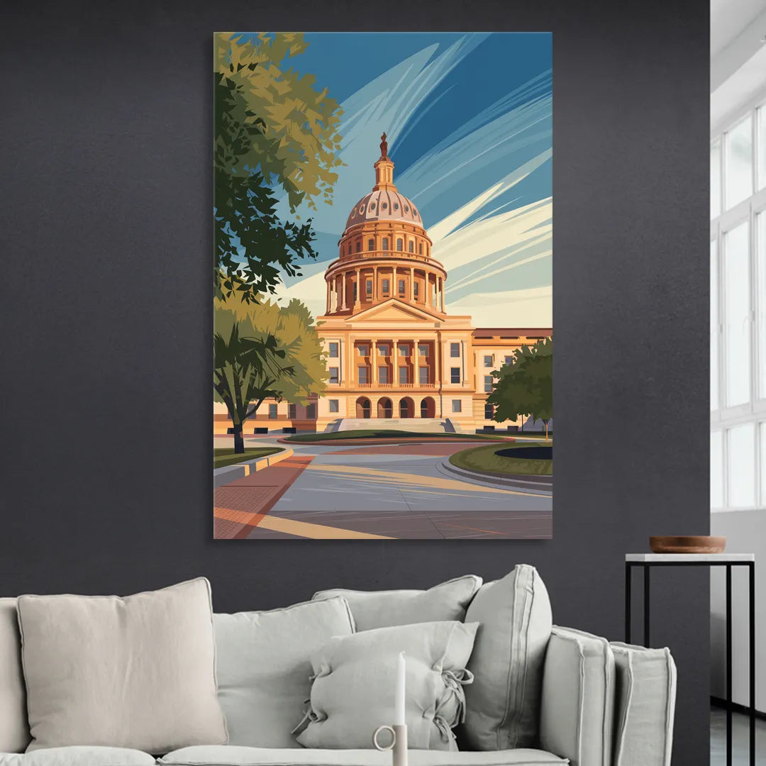 Austin Capitol Building Charm Living Room - Canvas Wall Art