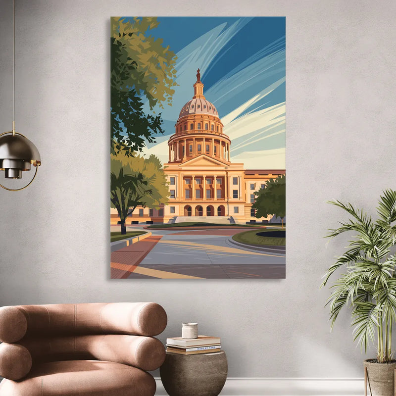 Austin Capitol Building Charm Sitting Room - Canvas Wall Art