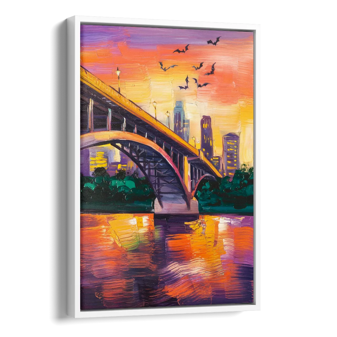 Austin Congress Avenue Bridge Side - White Canvas Wall Art