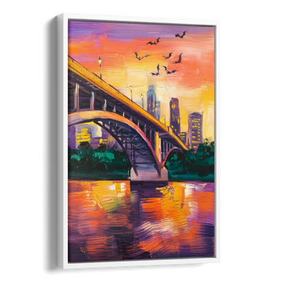 Austin Congress Avenue Bridge Side - White Canvas Wall Art