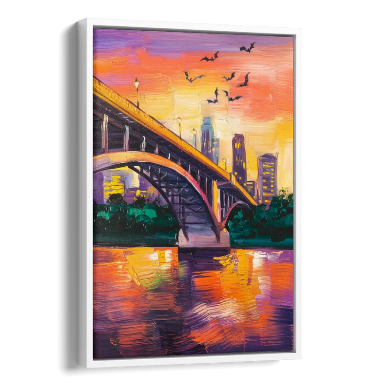 Austin Congress Avenue Bridge Side - White Canvas Wall Art