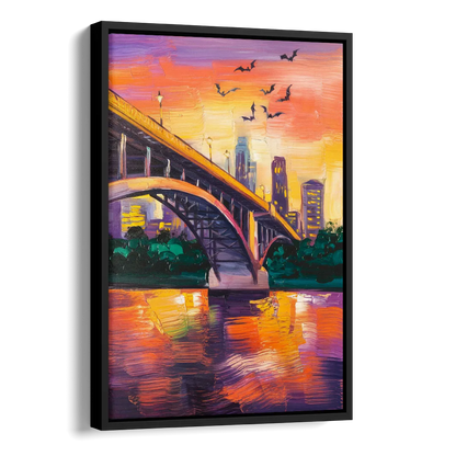 Austin Congress Avenue Bridge Side - Black Canvas Wall Art