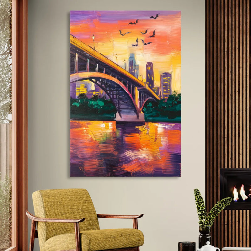 Austin Congress Avenue Bridge Sitting Room - Canvas Wall Art