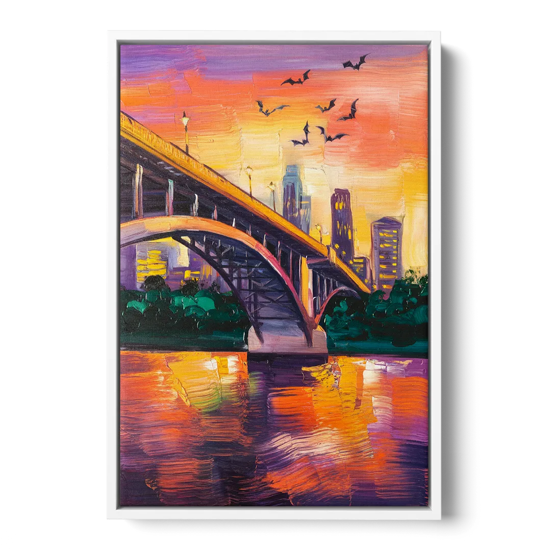 Austin Congress Avenue Bridge Front - White Canvas Wall Art