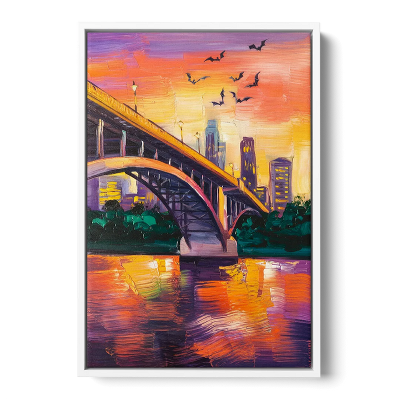 Austin Congress Avenue Bridge Front - White Canvas Wall Art