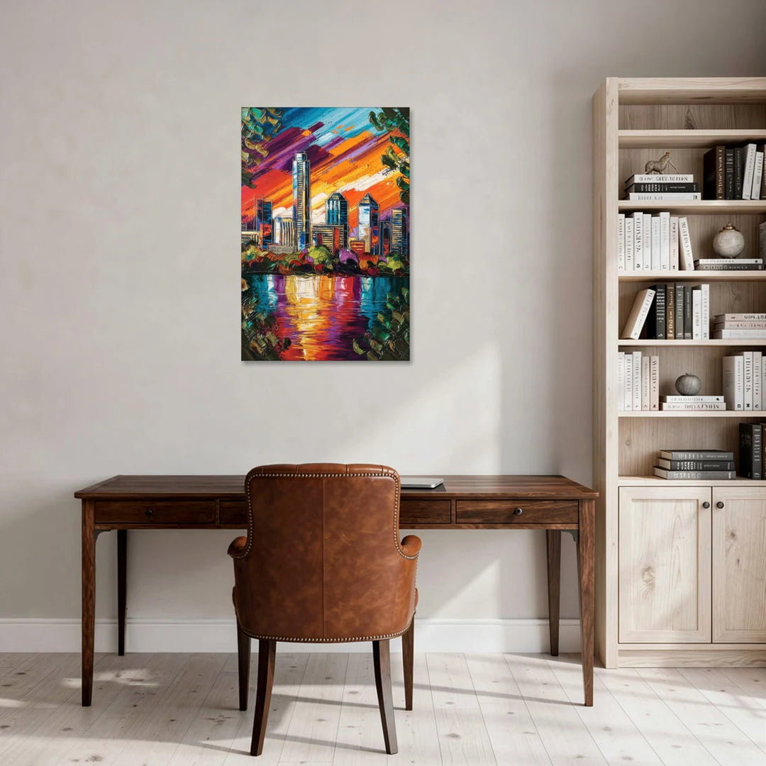 Austin Downtown Vibes - Canvas Wall Art - Office - 24x36