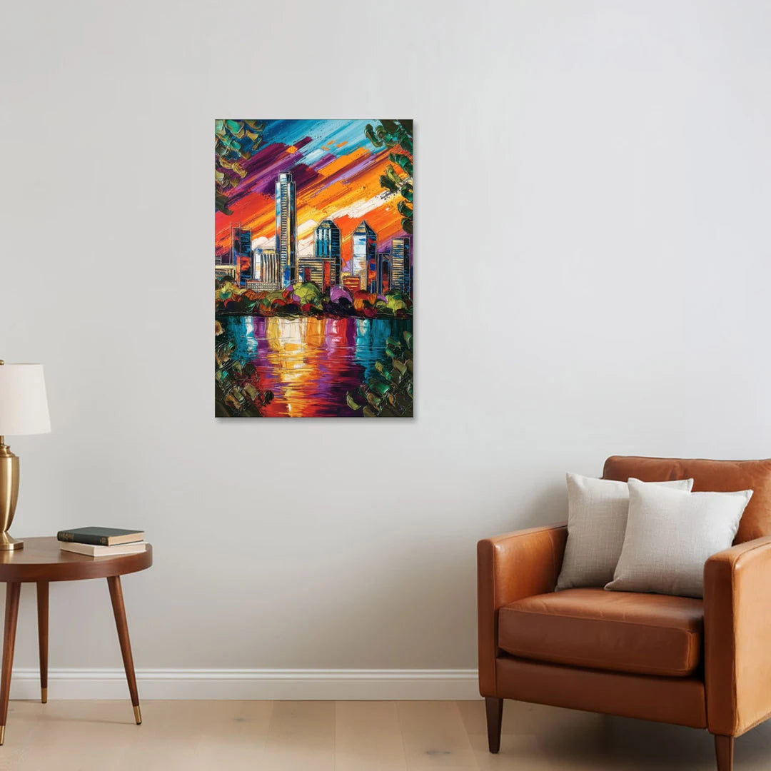 Austin Downtown Vibes - Canvas Wall Art - Sofa - 24x36