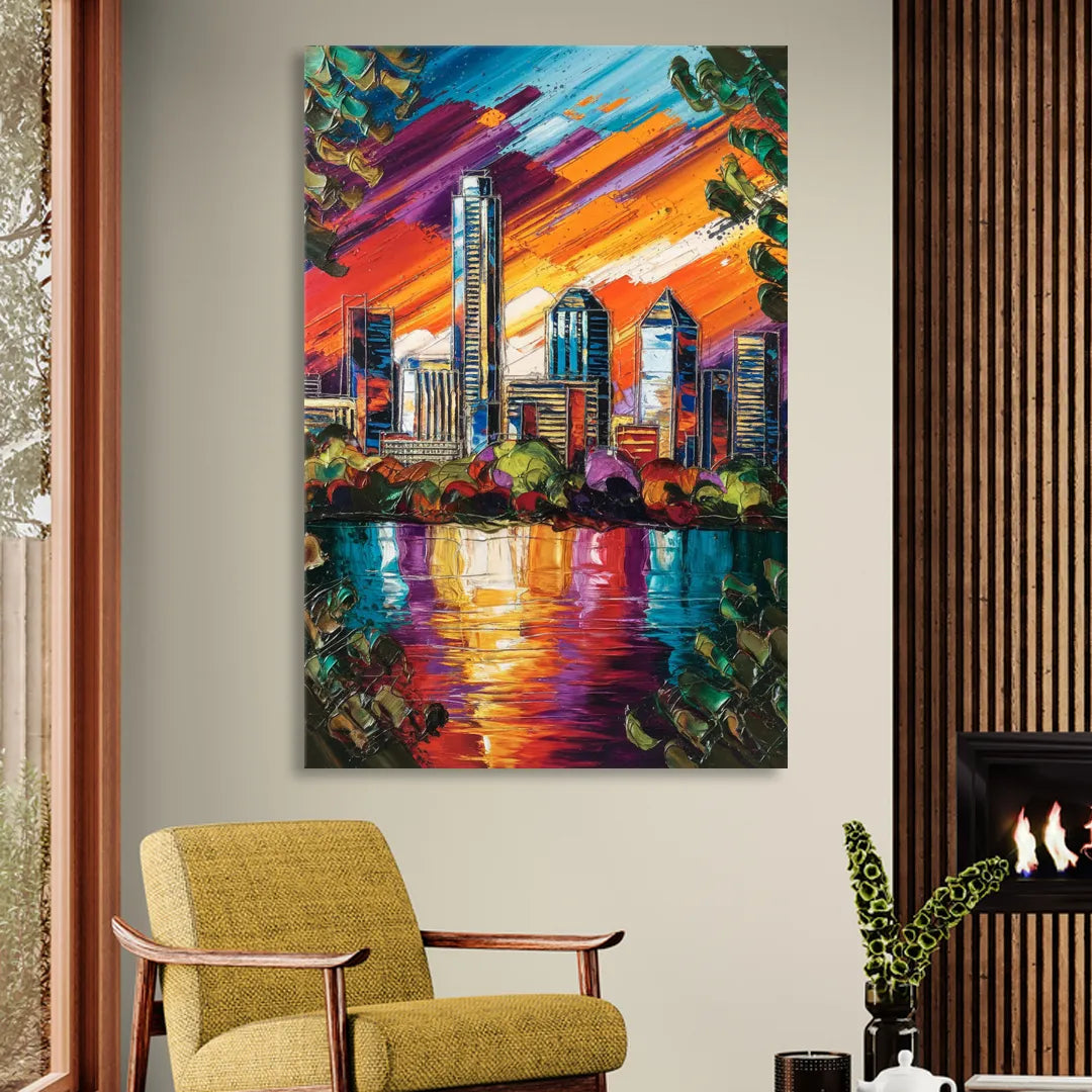 Austin Downtown Vibes Living Room - Canvas Wall Art