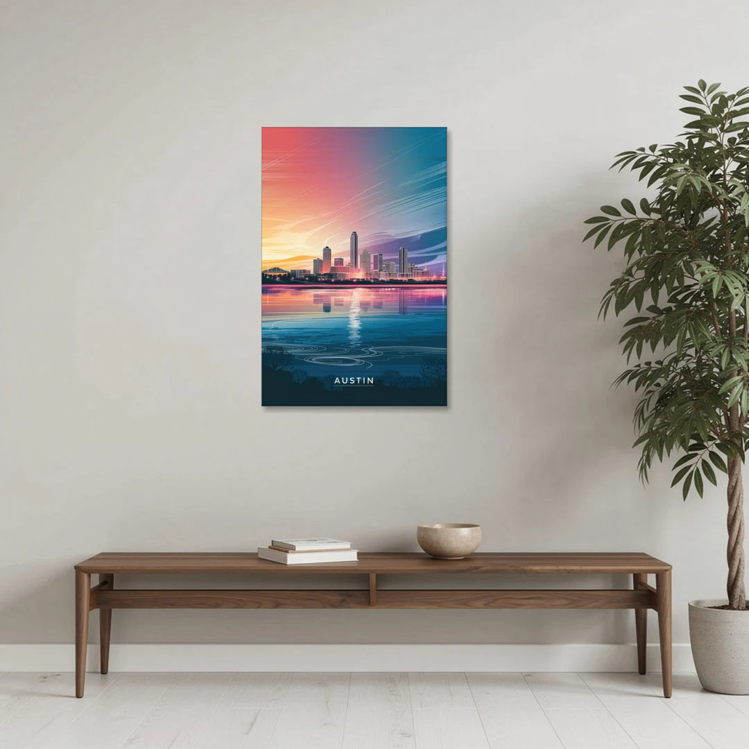 Austin Downtown Vibes Skyline - Canvas Wall Art - Coffee Table - 24x36