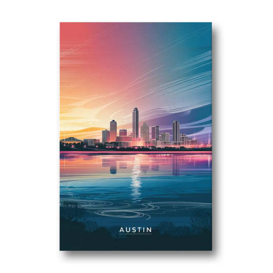 Austin Downtown Vibes Skyline - Canvas Wall Art - Front