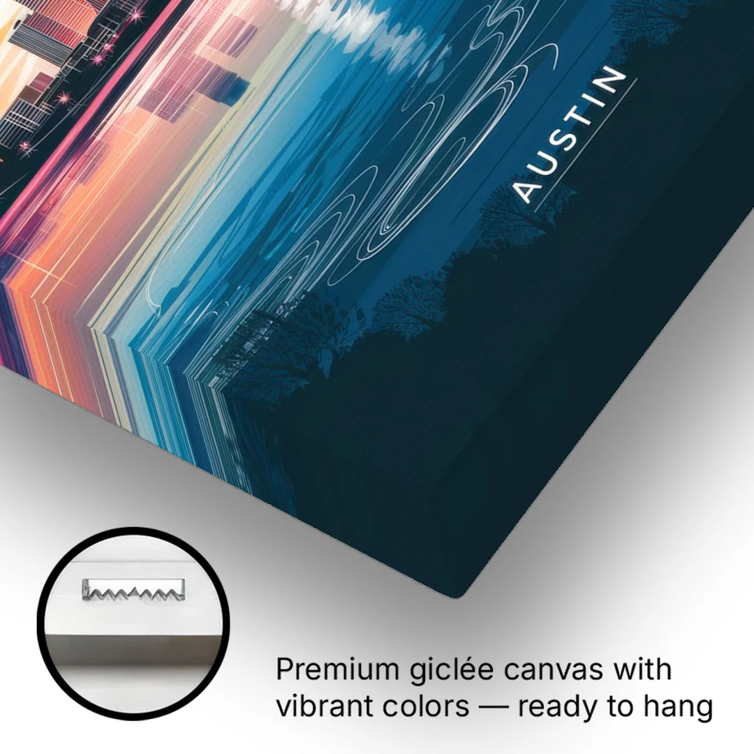 Austin Downtown Vibes Skyline - Canvas Wall Art - Gallery Wrap Corner