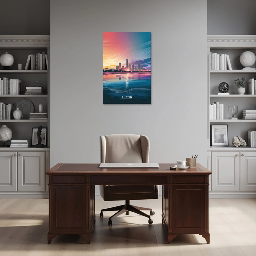 Austin Downtown Vibes Skyline - Canvas Wall Art - Office - 24x36