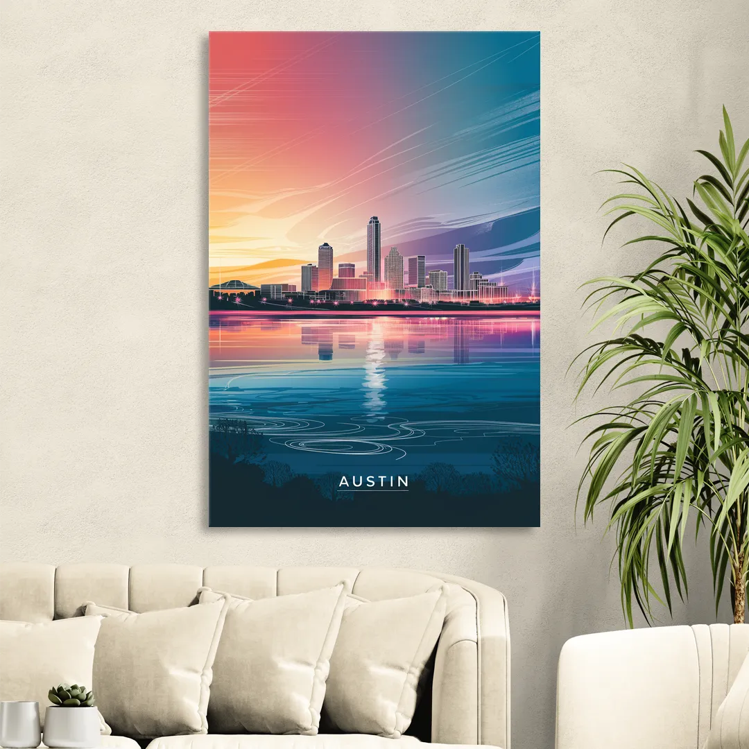 Austin Downtown Vibes Skyline Sitting Room - Canvas Wall Art