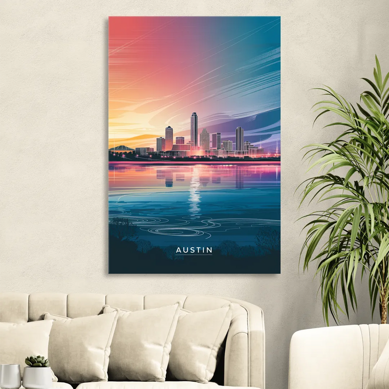 Austin Downtown Vibes Skyline Sitting Room - Canvas Wall Art