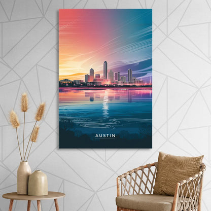 Austin Downtown Vibes Skyline Living Room - Canvas Wall Art