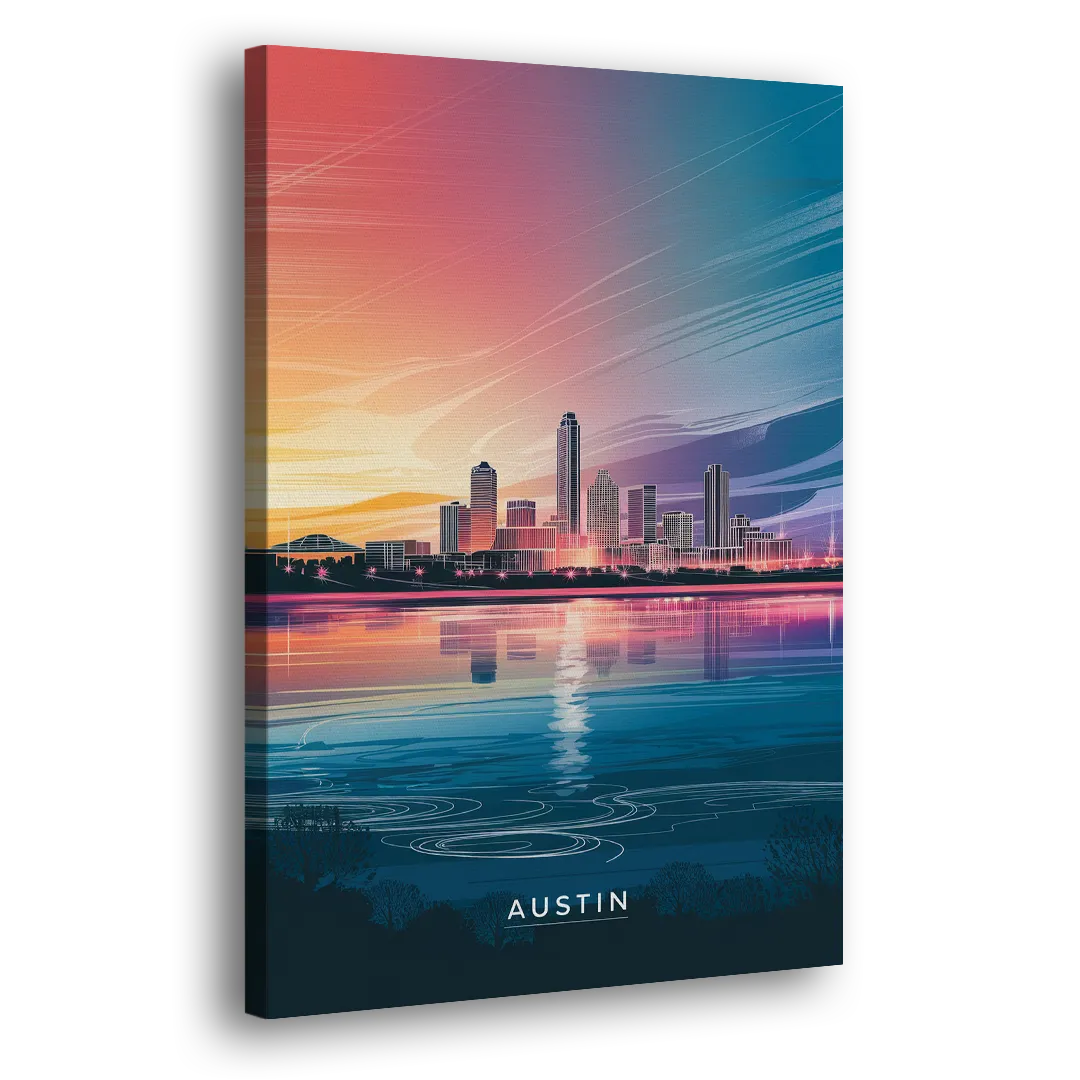 Austin Downtown Vibes Skyline Side - Canvas Wall Art