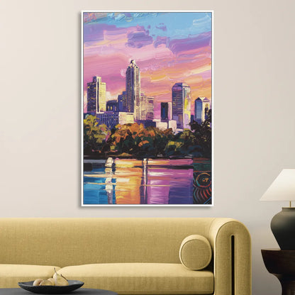 Austin East Side Murals Living Room - White Canvas Wall Art