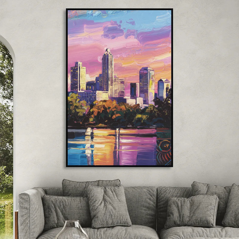 Austin East Side Murals Living Room - Black Canvas Wall Art