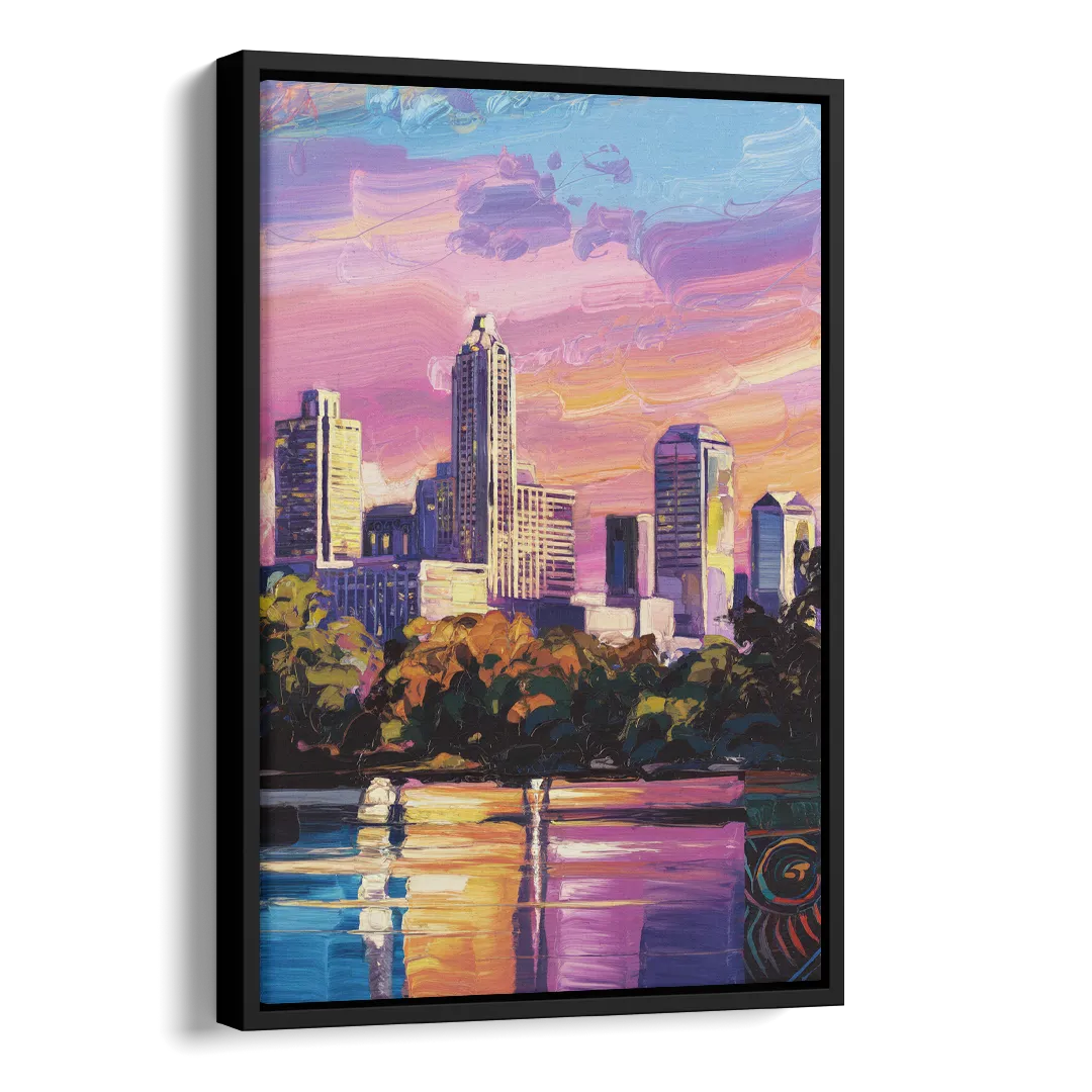 Austin East Side Murals Side - Black Canvas Wall Art