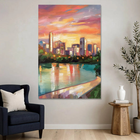 Austin Enchanting Cityscape - Canvas Wall Art - Sofa - 40x60