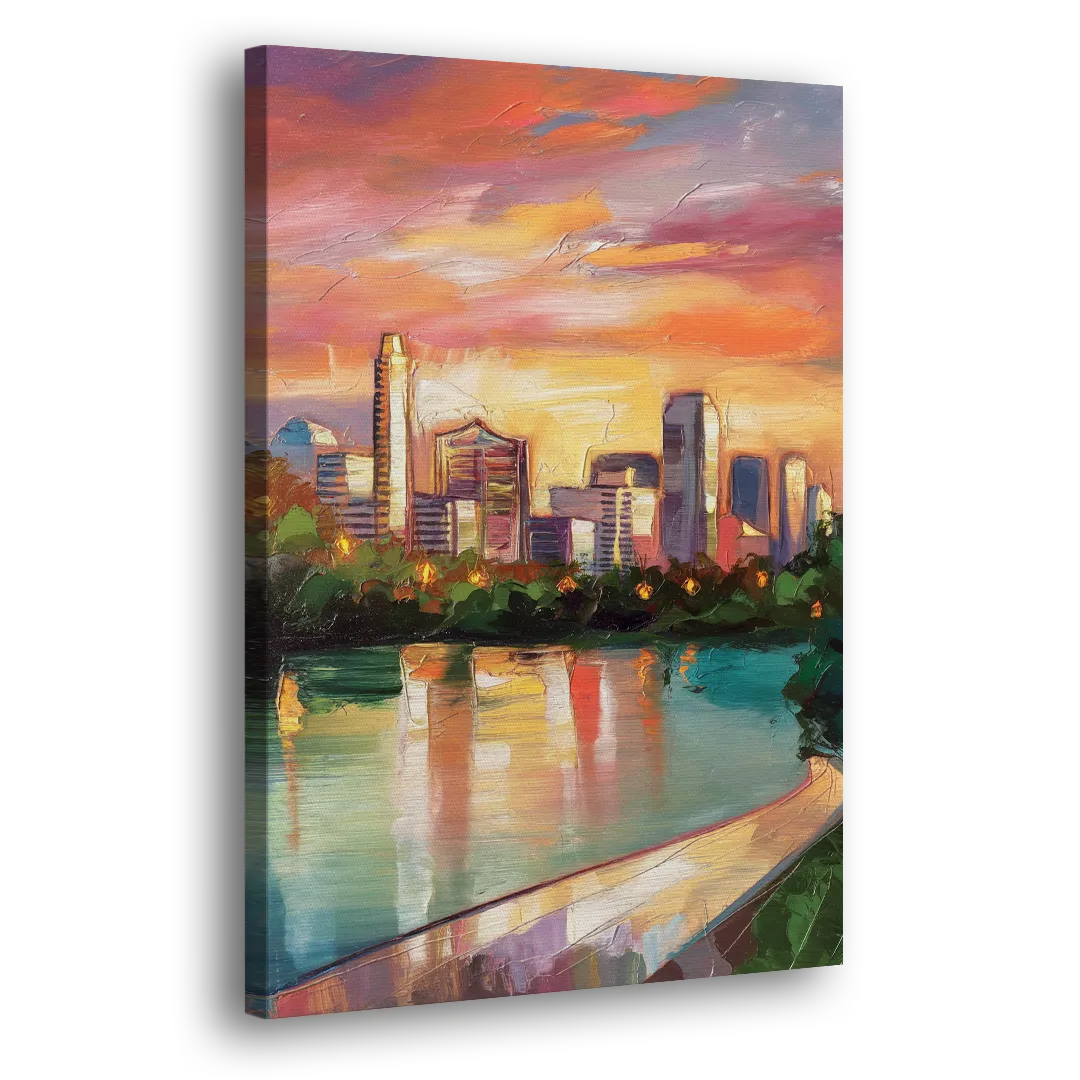 Austin Enchanting Cityscape Side - Canvas Wall Art