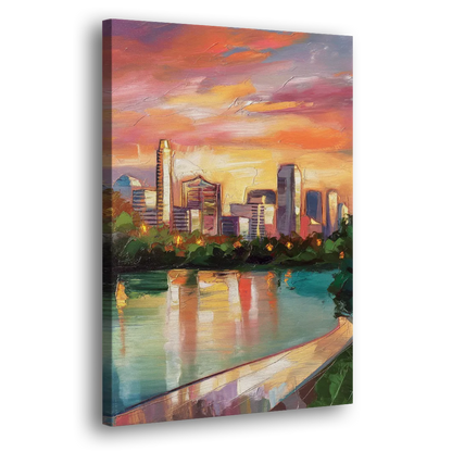 Austin Enchanting Cityscape Side - Canvas Wall Art