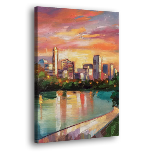 Austin Enchanting Cityscape Side - Canvas Wall Art