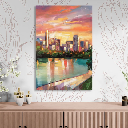 Austin Enchanting Cityscape Living Room - Canvas Wall Art